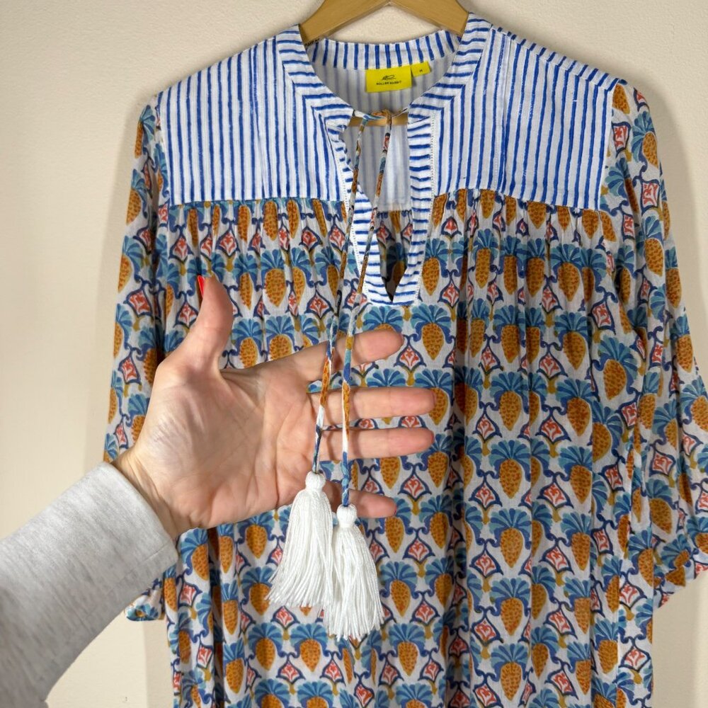 Roller Rabbit Block Print Serafina Tunic Fringe W… - image 3